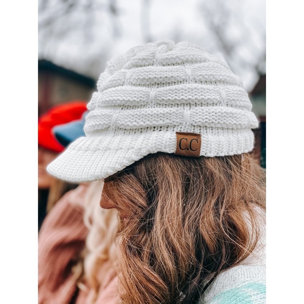 Ribbed Knit Hat with Brim YJ2023  81-6